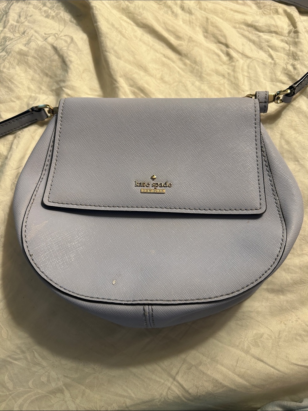 kate spade lavender-gray crossbody saddle bag